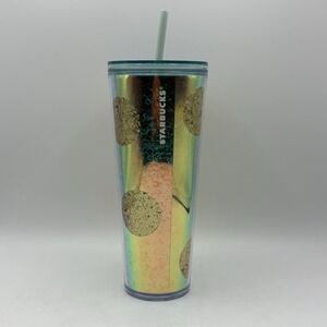 Starbucks Holiday 2020 Venti Tumbler Gold glitter iridescent Dots‎